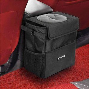 Car Trash Can with Lid - Car Trash Bag Hanging with Storage Pockets, Leak-Proof